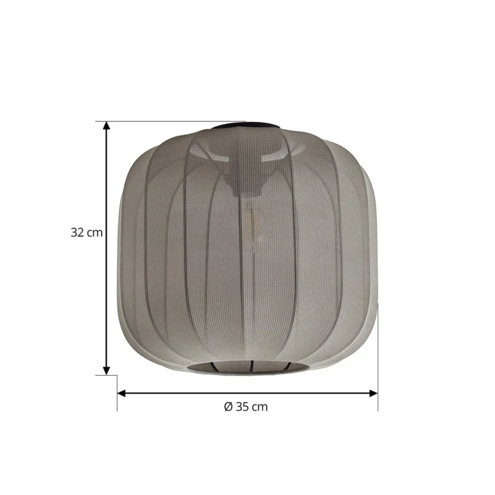 Lindby Helin loftlampe, grå, stof, Ø 35 cm