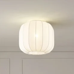 Lindby Helin loftlampe, hvid, stof, Ø 35 cm