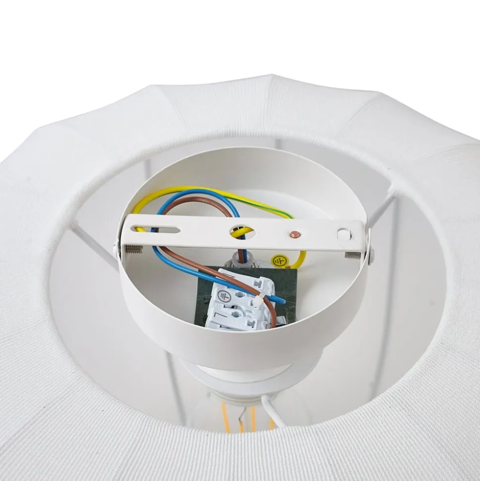 Lindby Helin loftlampe, hvid, stof, Ø 35 cm
