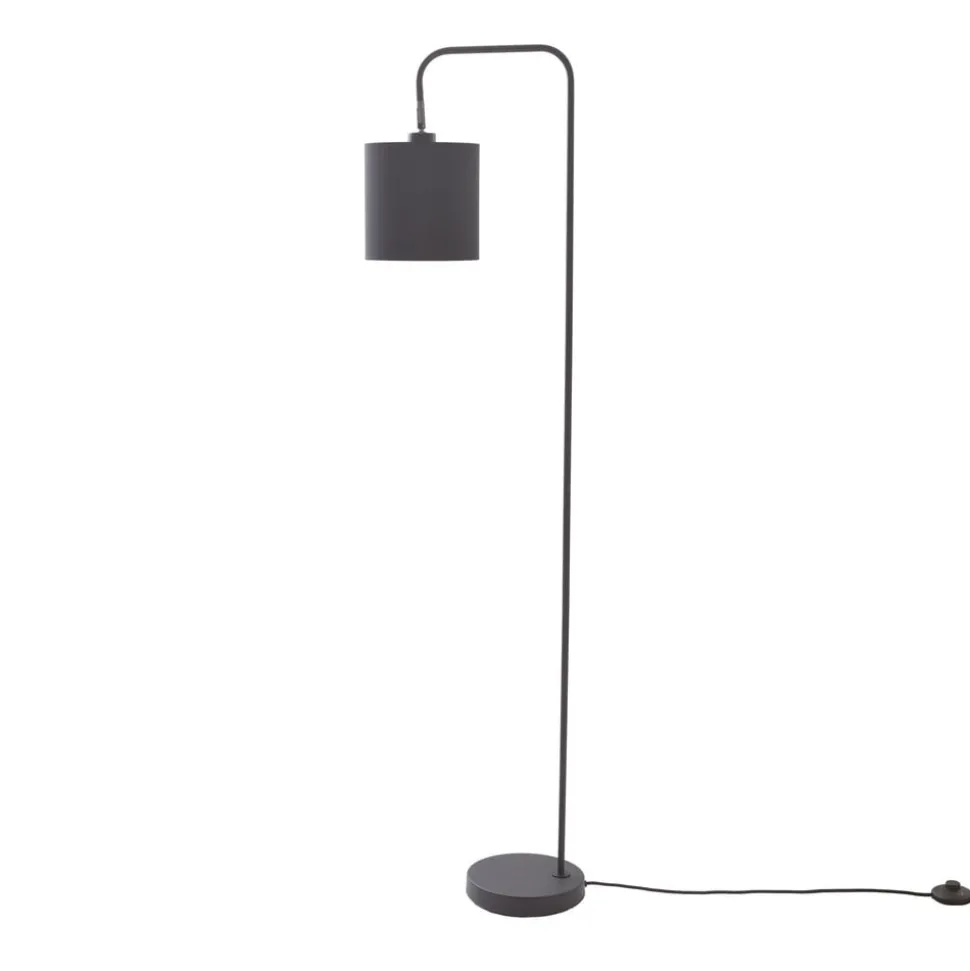 Lindby Hinay tekstil-gulvlampe, sort/guld