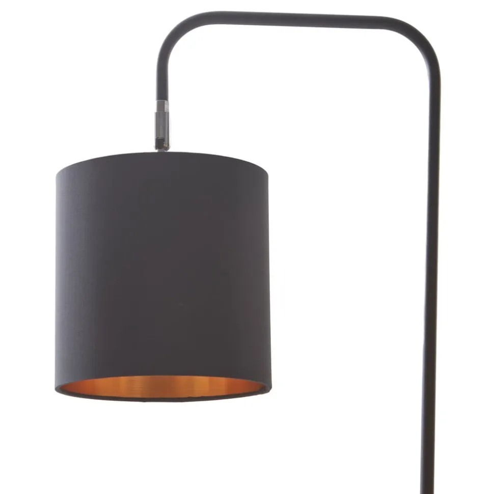 Lindby Hinay tekstil-gulvlampe, sort/guld