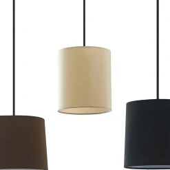 Lindby hængelampe Amilia, stof, 5 lyskilder, grå/beige, E27
