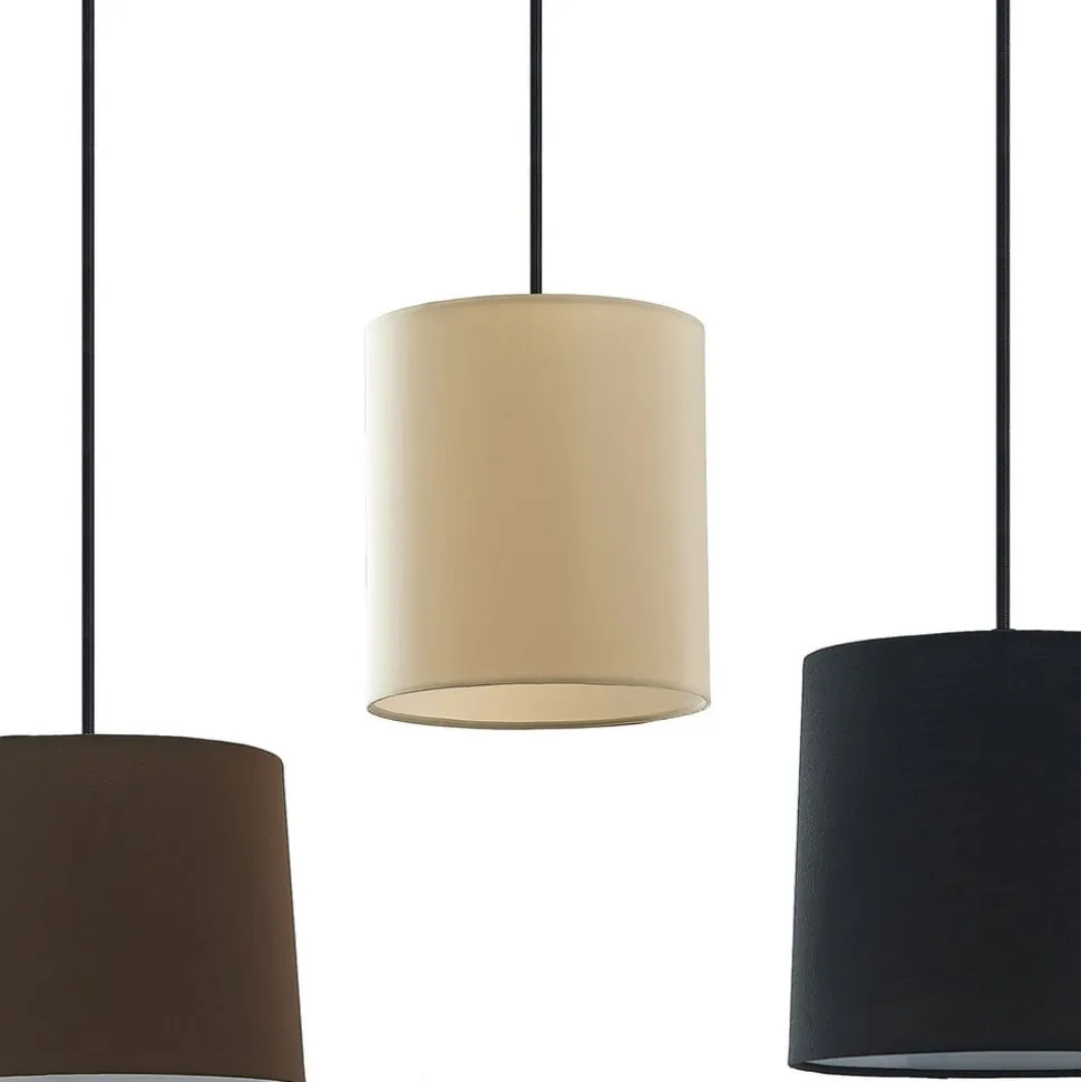 Lindby hængelampe Amilia, stof, 5 lyskilder, grå/beige, E27