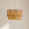 Lindby Hængelampe Anuva, Ø 45 cm, beige, papir, E27