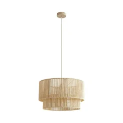 Lindby Hængelampe Anuva, Ø 45 cm, beige, papir, E27