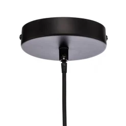 Lindby hængelampe Aurinil, træfarvet, hør, Ø 48cm, E27