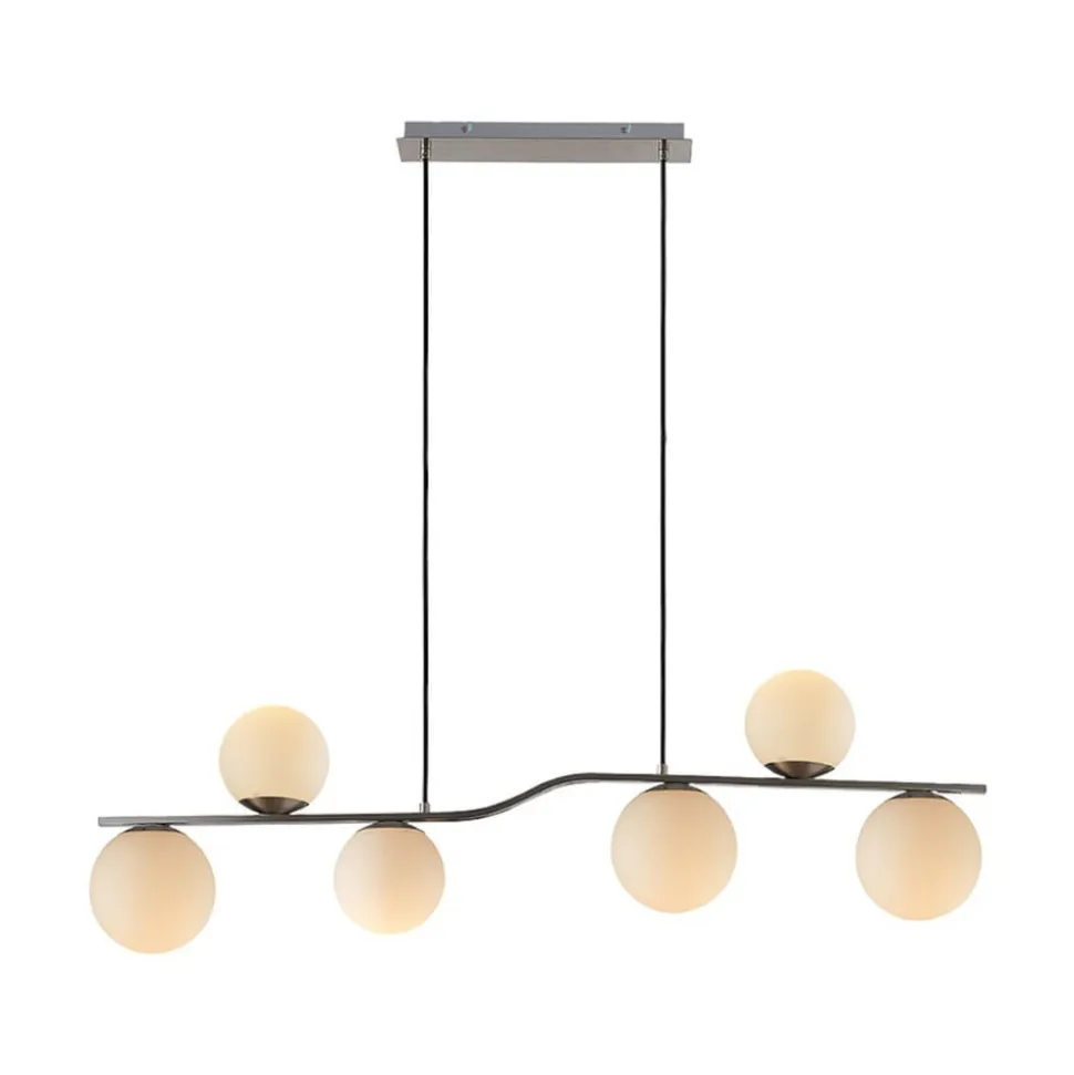 Lindby hængelampe Avalyn, nikkelfarvet, glas, 110 cm, E14