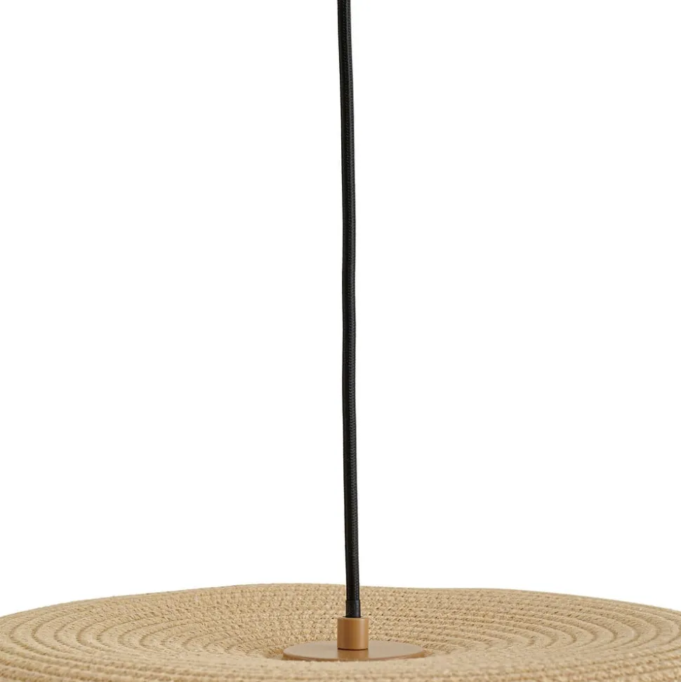 Lindby hængelampe Caliva, Ø 60 cm, beige/hvid, hampesnor