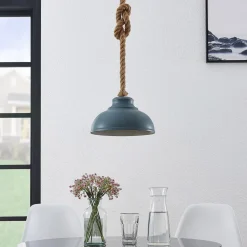 Lindby hængelampe Chaby, Ø 29 cm, 1 lyskilde, metal, reb