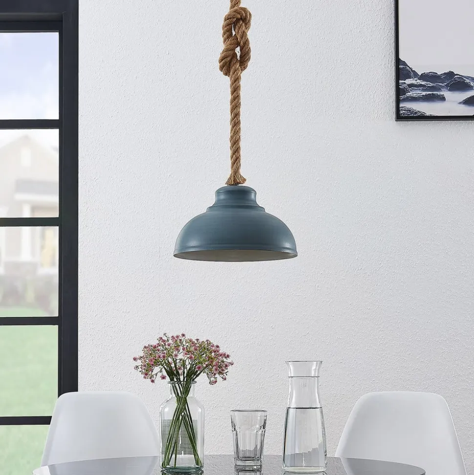 Lindby hængelampe Chaby, Ø 29 cm, 1 lyskilde, metal, reb