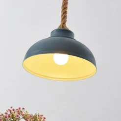 Lindby hængelampe Chaby, Ø 29 cm, 1 lyskilde, metal, reb