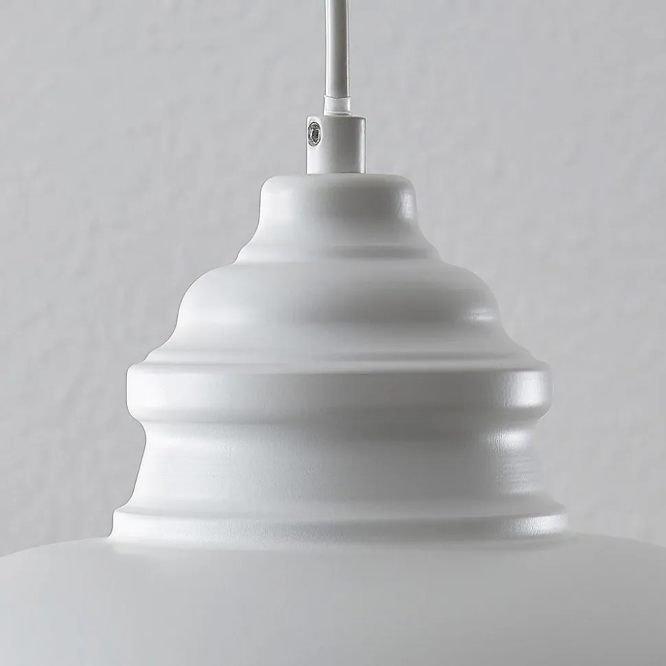 Lindby hængelampe Cliona, hvid, metal, Ø 31 cm, E27