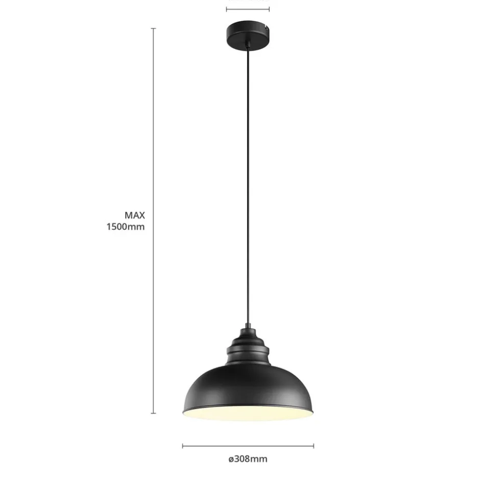 Lindby hængelampe Cliona, sort, metal, Ø 31 cm, E27