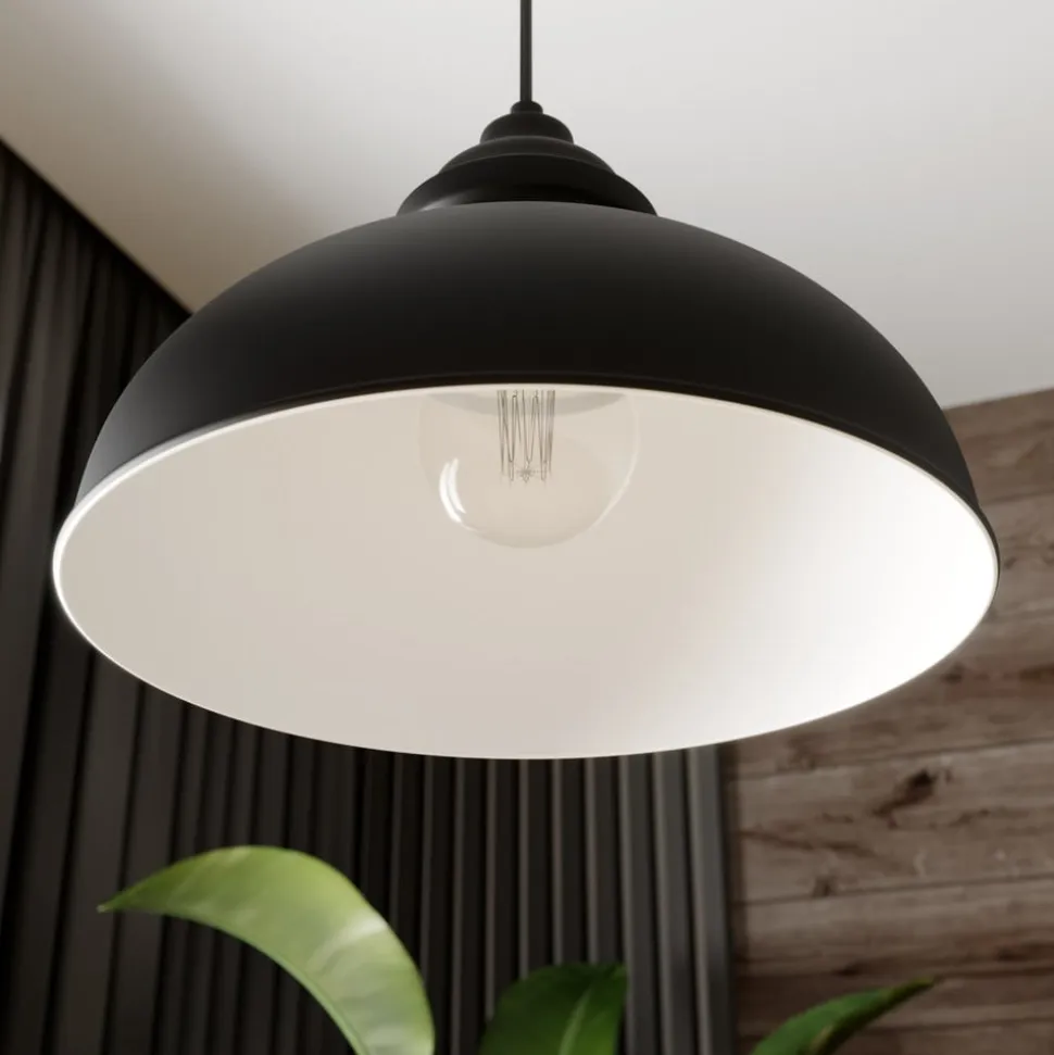 Lindby hængelampe Cliona, sort, metal, Ø 31 cm, E27