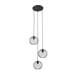 Lindby hængelampe Danika, rund, Ø 50 cm, sort, metal