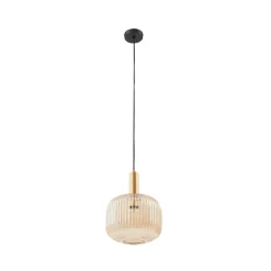 Lindby hængelampe Doroteo, 25 cm, 1 lyskilde, ravfarvet, glas