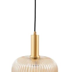 Lindby hængelampe Doroteo, 25 cm, 1 lyskilde, ravfarvet, glas