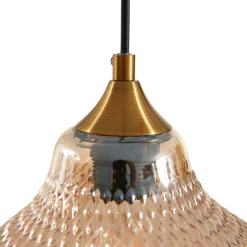 Lindby hængelampe Drakar, Ø 22 cm, 3 lyskilder, rav, glas