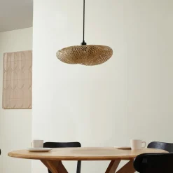 Lindby hængelampe Eleane, bambus, natur, længde 50 cm, E27