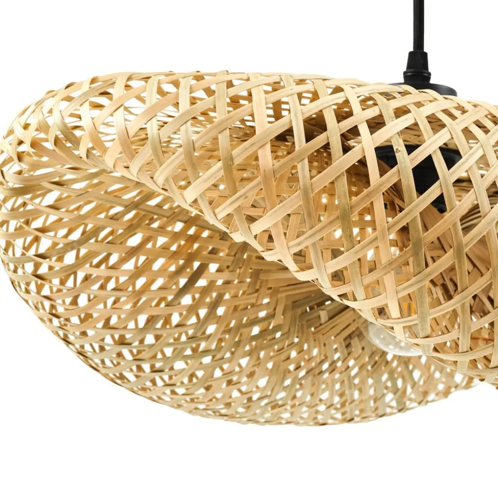 Lindby hængelampe Eleane, bambus, natur, længde 50 cm, E27