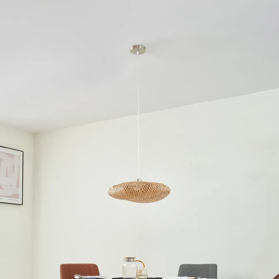 Lindby hængelampe Eleane, bambus, natur, Ø 50 cm