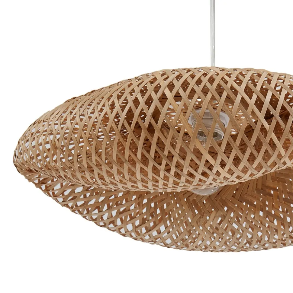 Lindby hængelampe Eleane, bambus, natur, Ø 50 cm
