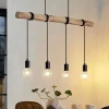Lindby hængelampe Ferris, 4 lyskilder, 90 cm, træ, E27