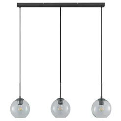 Lindby hængelampe Firano, 110 cm, 3 lyskilder, antracit, glas