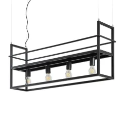 Lindby hængelampe Grisela, hylde, sort, metal, 120 cm