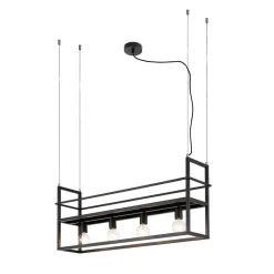 Lindby hængelampe Grisela, hylde, sort, metal, 120 cm