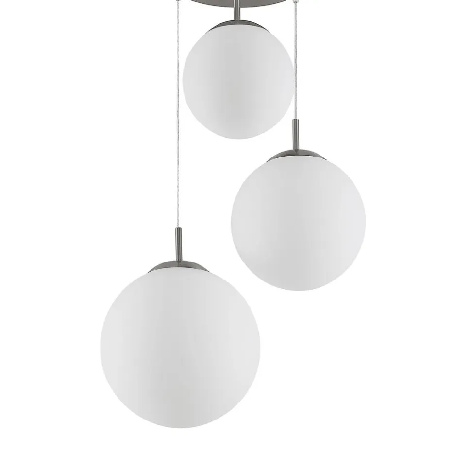 Lindby hængelampe Heleska, hvid, glas, 3 lyskilder, Ø 47cm