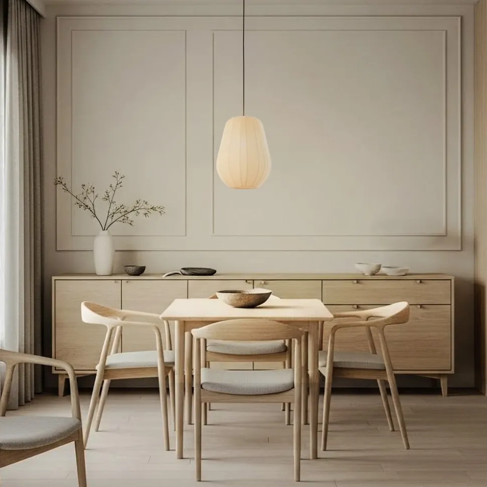 Lindby hængelampe Helin, beige, Ø 30 cm, stof