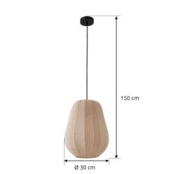 Lindby hængelampe Helin, beige, Ø 30 cm, stof