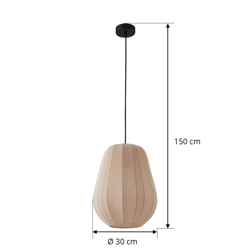 Lindby hængelampe Helin, beige, Ø 30 cm, stof