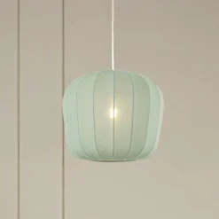 Lindby hængelampe Helin, blå, Ø 35 cm, stof