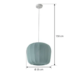 Lindby hængelampe Helin, blå, Ø 35 cm, stof