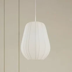 Lindby hængelampe Helin, hvid, Ø 30 cm, stof