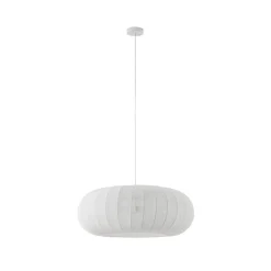 Lindby hængelampe Helin, hvid, Ø 70 cm, tekstil, 3 x E27