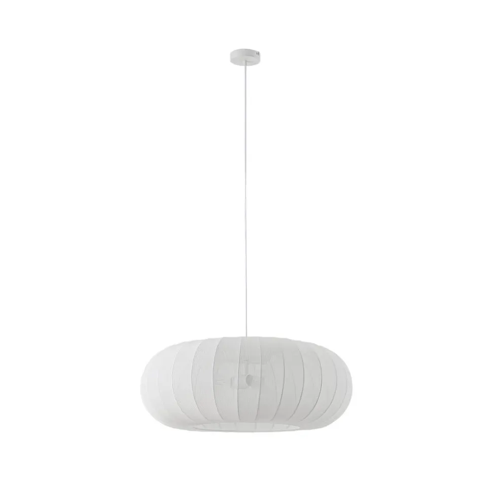 Lindby hængelampe Helin, hvid, Ø 70 cm, tekstil, 3 x E27
