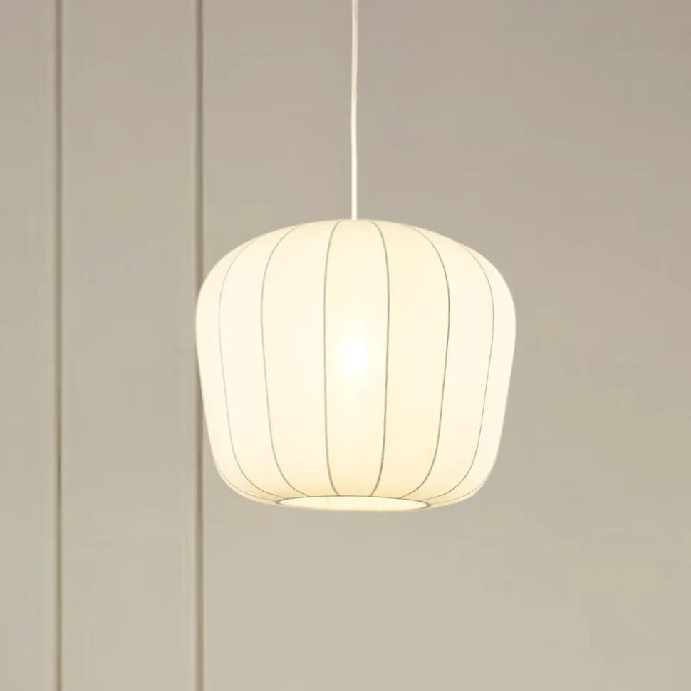Lindby hængelampe Helin, hvid, Ø 35 cm, stof