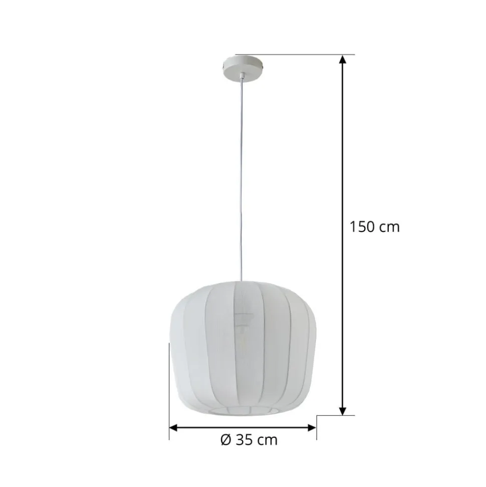 Lindby hængelampe Helin, hvid, Ø 35 cm, stof