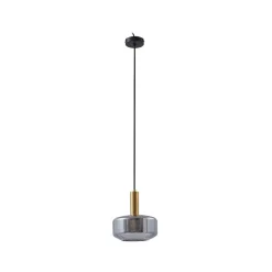 Lindby hængelampe Hildur, Ø 22 cm, 1 lyskilde, røggrå, glas