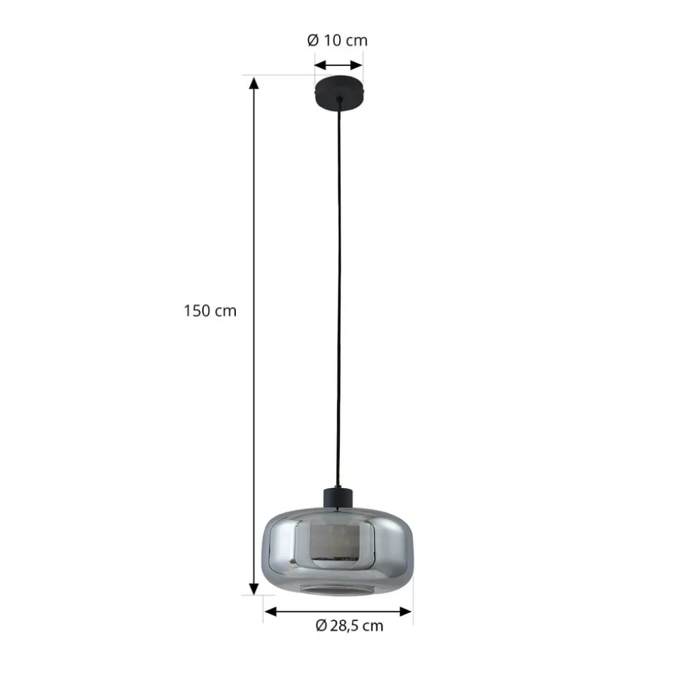 Lindby hængelampe Hildur, Ø 28,5 cm, 1 lyskilde, grå, glas