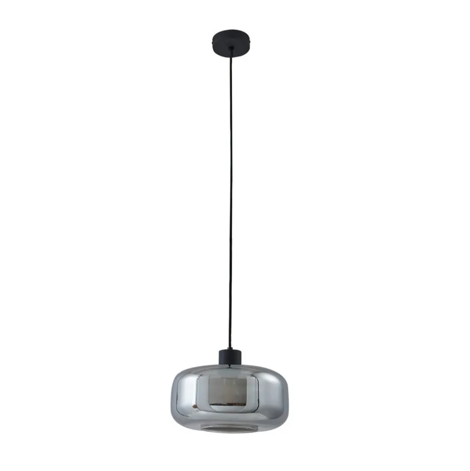 Lindby hængelampe Hildur, Ø 28,5 cm, 1 lyskilde, grå, glas