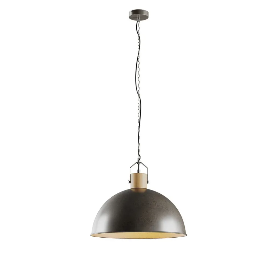 Lindby hængelampe Holgar, grøn, træ, metal, Ø 45 cm, E27