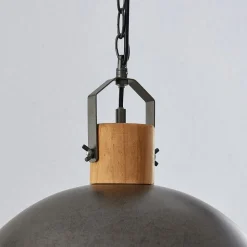 Lindby hængelampe Holgar, grøn, træ, metal, Ø 45 cm, E27