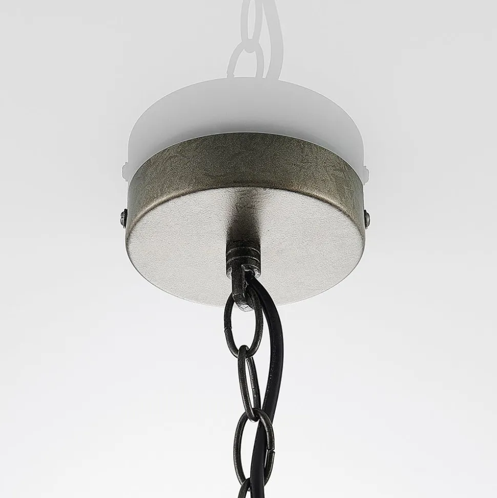 Lindby hængelampe Holgar, grøn, træ, metal, Ø 45 cm, E27