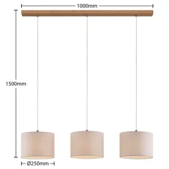 Lindby hængelampe Imarin, 3 lyskilder, hvid, tekstil, 100 cm