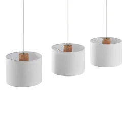 Lindby hængelampe Imarin, 3 lyskilder, hvid, tekstil, 100 cm