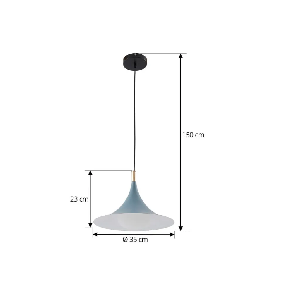Lindby hængelampe Jarl, blå, metal, Ø 35 cm, G9